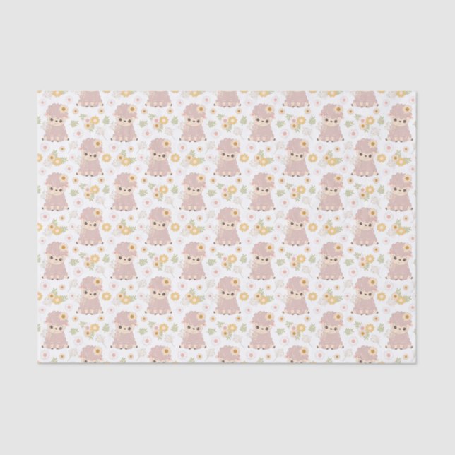 cute baby girl lamb  tissue paper (Front)