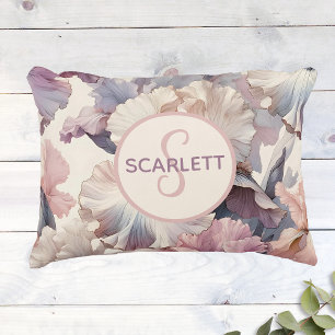 Cute Baby Girl Name Initial Monogram Floral Pink Decorative Cushion