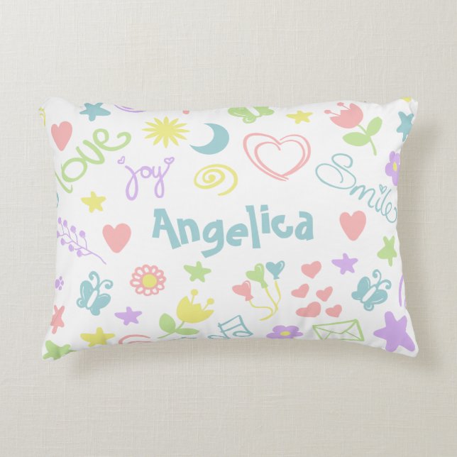 Cute Baby Girl Nursery Accent Pillow 16" x 12" (Front)