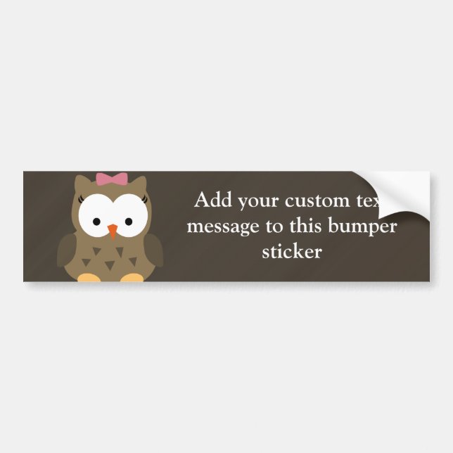 Cute Baby Girl Owl with Pink Bow Bumper Sticker (Front)
