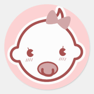 Cute Baby Girl Pink Baby Shower Classic Round Sticker
