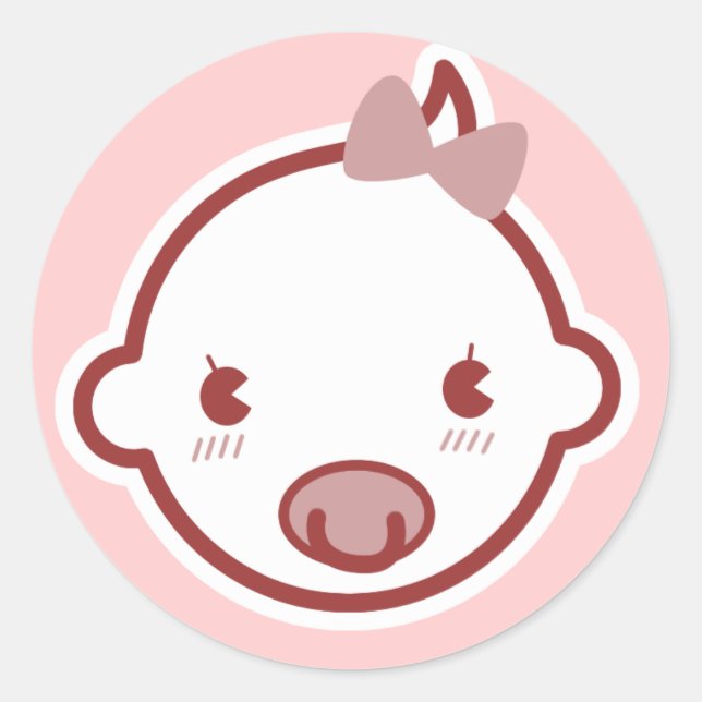 Cute Baby Girl Pink Baby Shower Classic Round Sticker (Front)