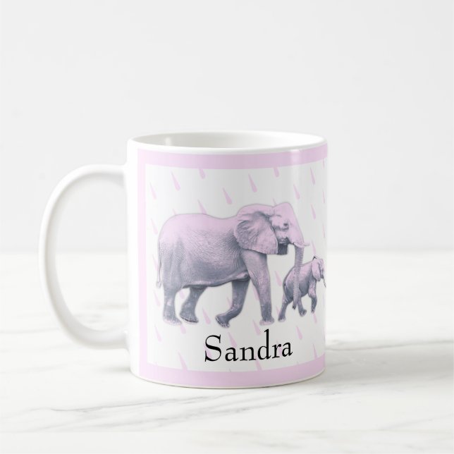 Cute Baby Girl pink blue Elephants Baby Shower Coffee Mug (Left)
