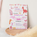 Cute Baby Girl Pink Dino Dinosaur Kids Birthday Invitation<br><div class="desc">Cute Baby Girl Pink Dino Dinosaur Kids Birthday Invitation</div>