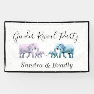 Cute Baby Girl Pink Elephants modern Baby Shower Banner