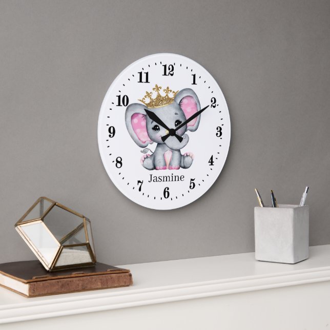 cute baby girl princess large clock (Office)