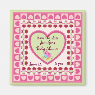 Cute Baby (girl) Save the date Baby shower magnet