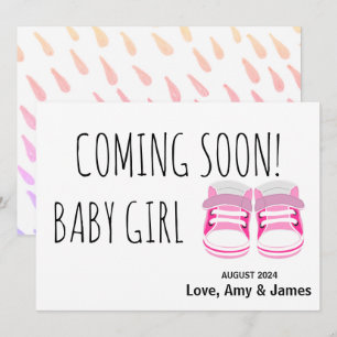 Cute baby girl shoes coming soon pink Pregnancy An Announcement