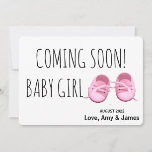 Cute baby girl shoes coming soon pink Pregnancy Announcement