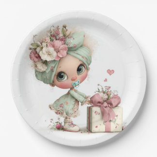 Cute Baby Girl Shower  Paper Plate