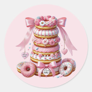 Cute baby girl shower sweet classic round sticker