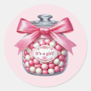 Cute baby girl shower sweet classic round sticker
