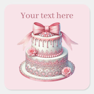 Cute baby girl shower sweet square sticker