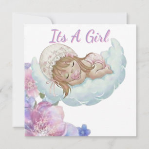 Cute Baby girl Shower Thank You Card