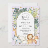 Cute baby girl shower with Safari themed purple