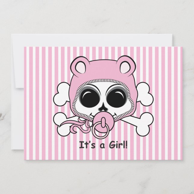 Cute Baby Girl Skull Announcement (Front)