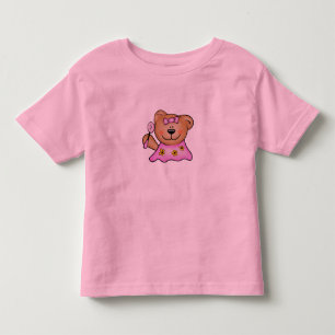Cute Baby Girl Teddy Bear in Pink Toddler T-Shirt