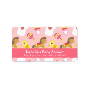 Cute Baby Girl Toys, Baby Shower Party Favour Label