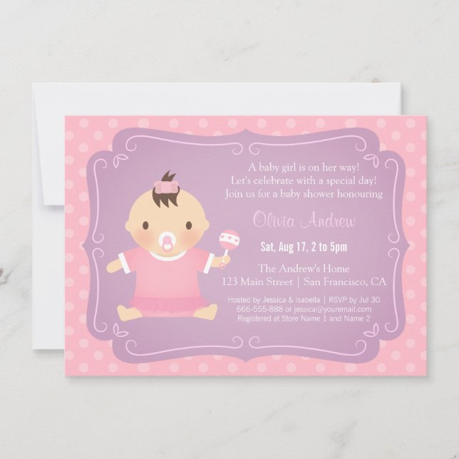 Cute Baby Girl Tutu Baby Shower Invitations (Front)