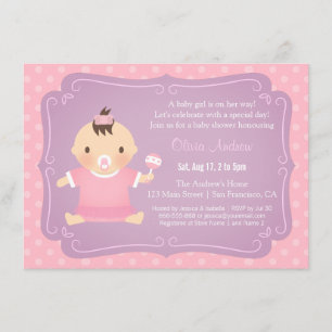 Cute Baby Girl Tutu Baby Shower Invitations