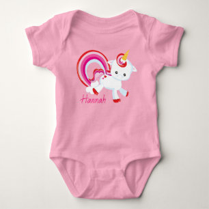 Cute Baby Girl Unicorn Rainbow Personalised Bodysuit