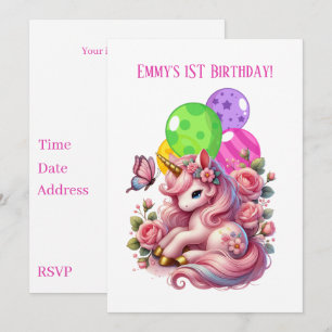 Cute baby girls first Birthday Invitation