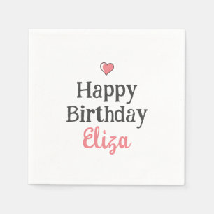 Cute Baby Girl's Happy Birthday Pink Custom Napkin