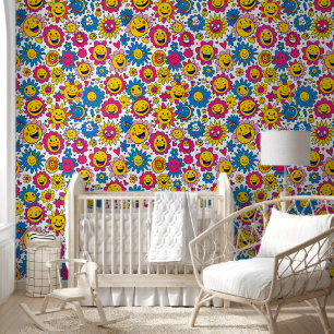 Cute baby girls happy face tiled wallpaper