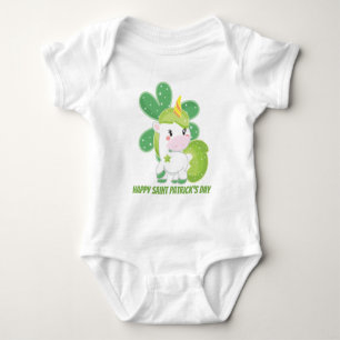 Cute baby girls Saint Patrick's Day unicorn Bodysuit