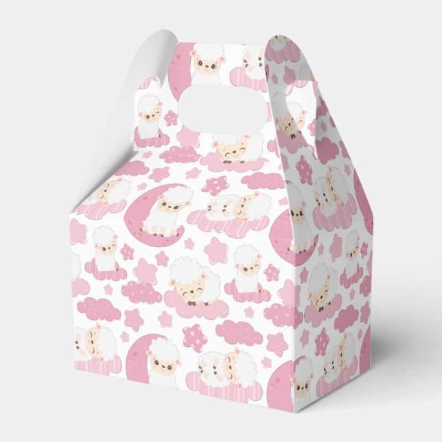 cute baby girls shower lamb favour box (Back Side)