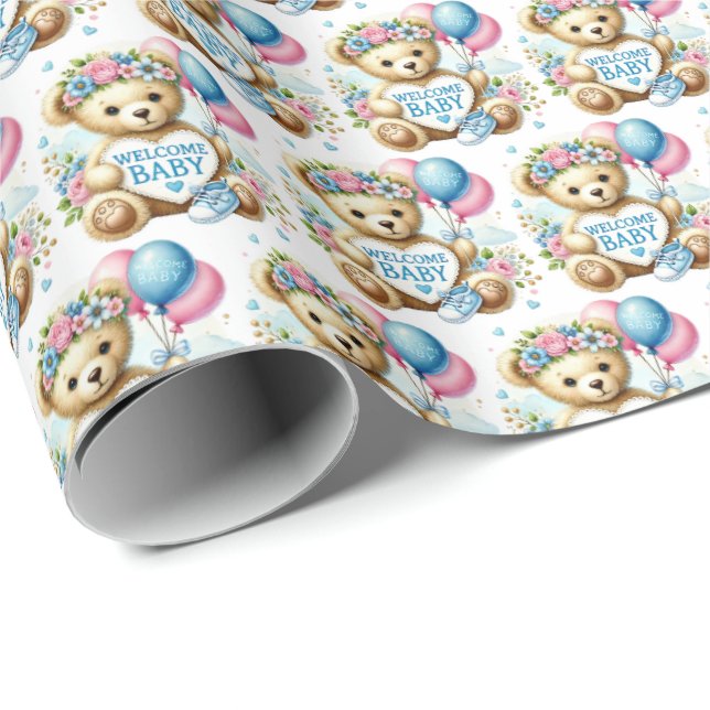 Cute baby girls welcome baby wrapping paper (Roll Corner)