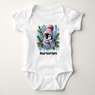 Cute baby girls Winter penguin Bodysuit