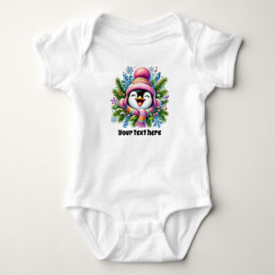 Cute baby girls Winter penguin Bodysuit