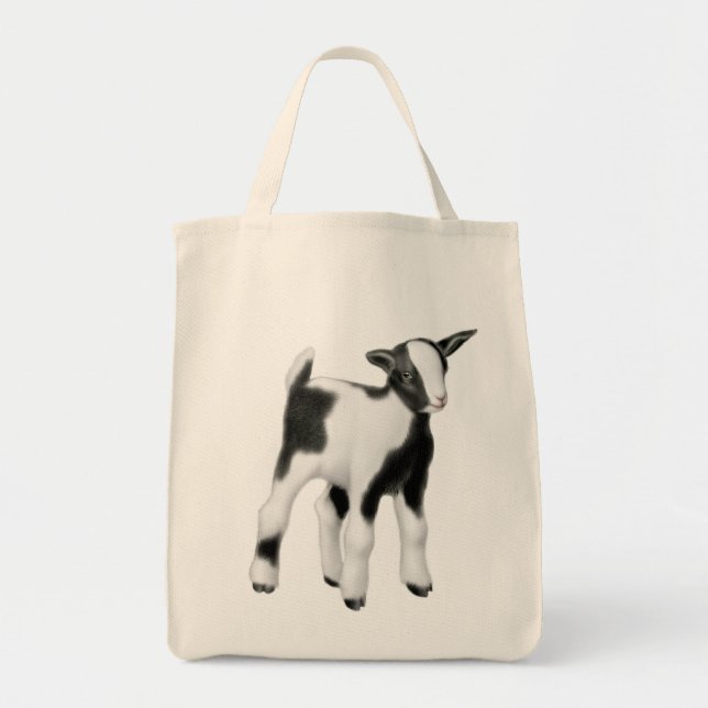 Cute Baby Goat Grocery Tote (Front)