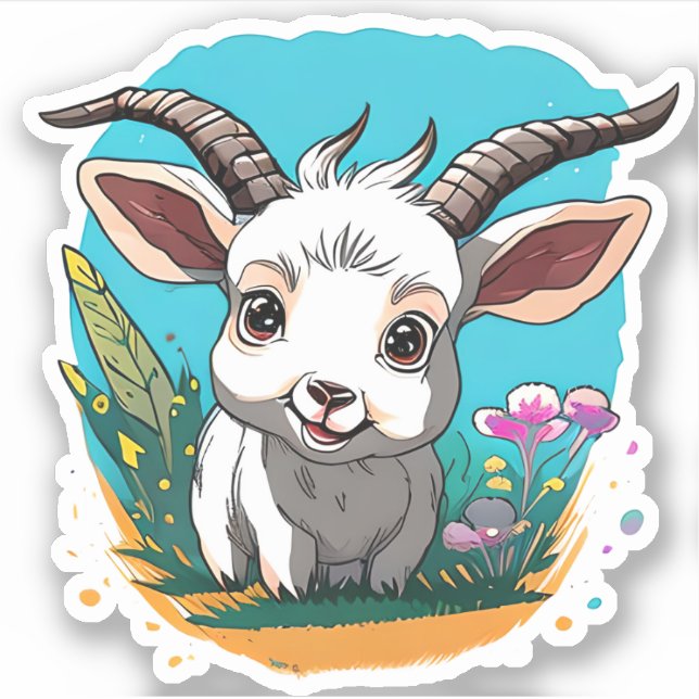 Cute Baby Goat Sticker (Front)