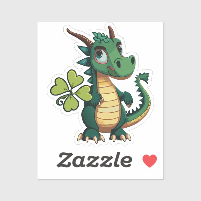 Cute Baby Good Luck Dragon With Four Leaf Clover (Sheet)