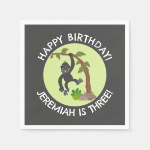 Cute baby gorilla personalised cartoon birthday napkin
