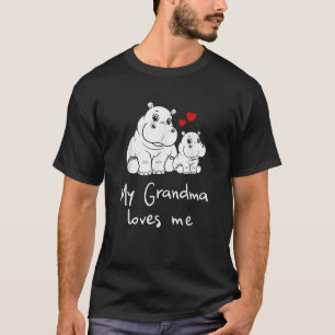 Cute Baby Grandma My Grandmom Loves Me Hippo  T-Shirt