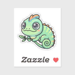 Cute Baby Green Chameleon Custom-Cut Vinyl Sticker