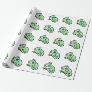 Cute Baby Green Chameleon Gift Wrapping Paper