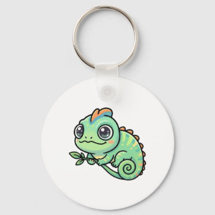 Cute Baby Green Chameleon Keychain