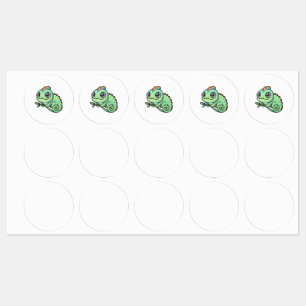 Cute Baby Green Chameleon Labels