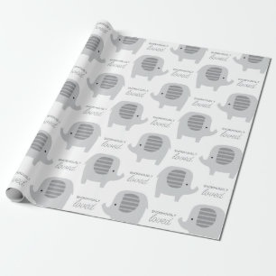 Cute Baby Grey Elephants Wrapping Paper