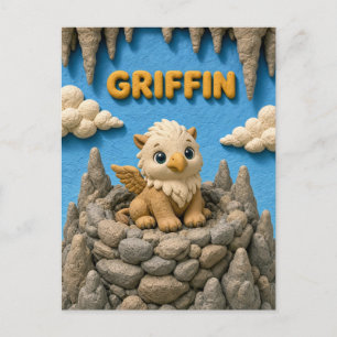 Cute Baby Griffin, Mythical Postcard
