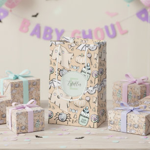 Cute Baby Halloween with Pumpkins, Bats and Ghosts Small Gift Bag