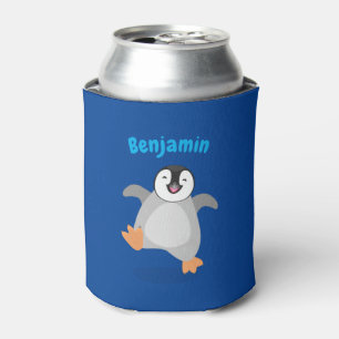 Cute baby happy emperor penguin cartoon can cooler