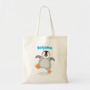 Cute baby happy emperor penguin cartoon tote bag