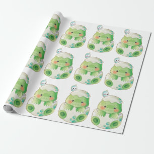 Cute Baby Hatched Alligator and Bird Wrapping Paper