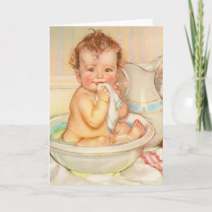 Cute Baby Having a Bath Card