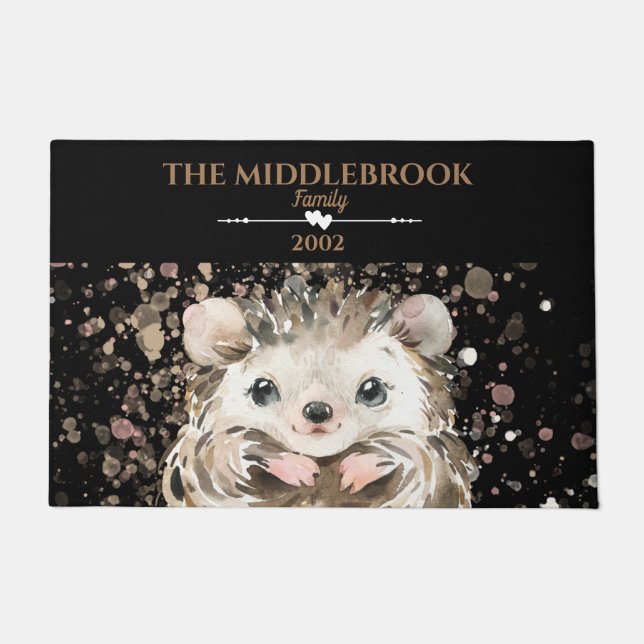 Cute Baby Hedgehog Doormat (Front)